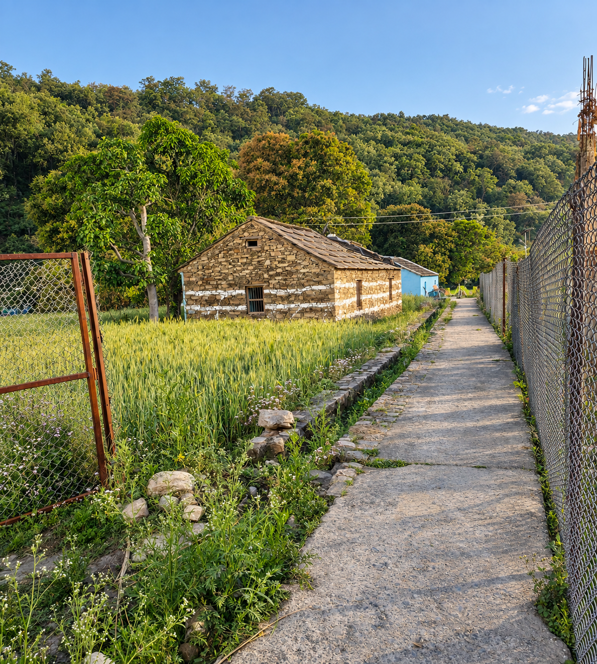 Heaven River Retreat — panoramic riverside view at Kunkhet, Jim Corbett, Uttarakhand — lush green riverbank with Himalayan foothills